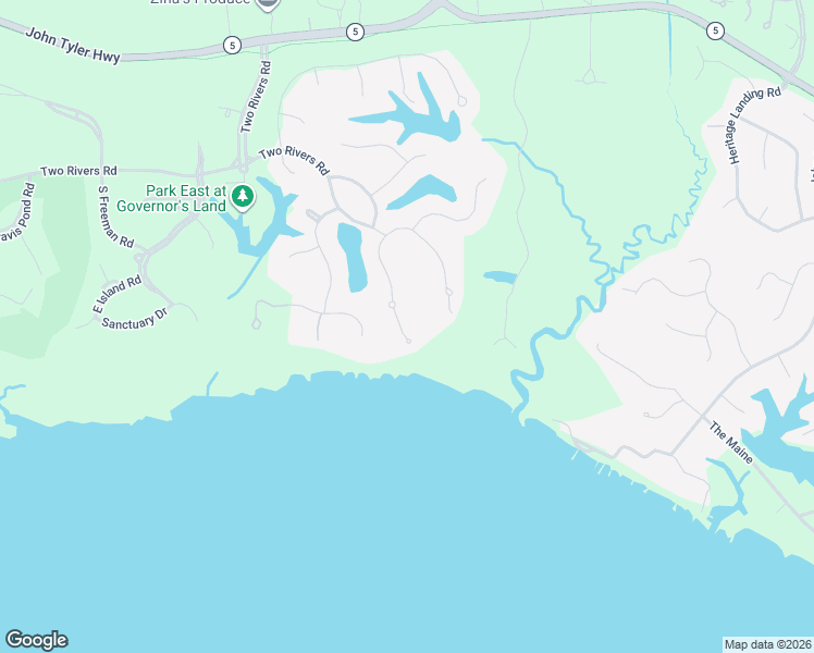 map of restaurants, bars, coffee shops, grocery stores, and more near 2960 River Reach in Williamsburg