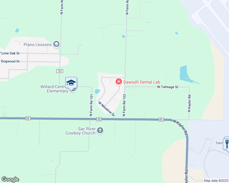map of restaurants, bars, coffee shops, grocery stores, and more near 2556 North Meadow Lake Drive in Springfield