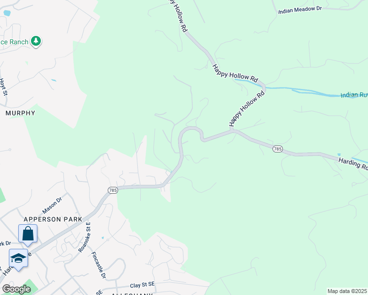 map of restaurants, bars, coffee shops, grocery stores, and more near 1531 Harding Road in Blacksburg
