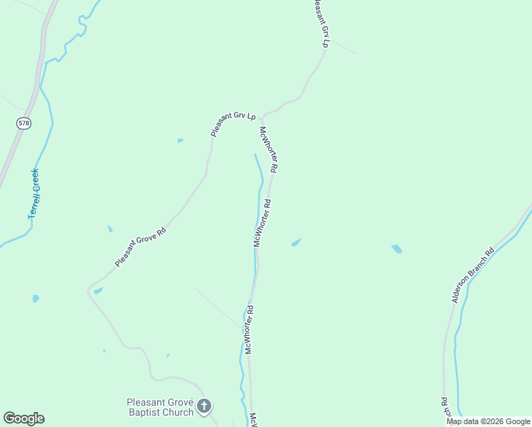 map of restaurants, bars, coffee shops, grocery stores, and more near McWhorter Road in Fogertown