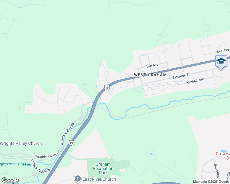 map of restaurants, bars, coffee shops, grocery stores, and more near 162 Lovelane Street in Bluefield