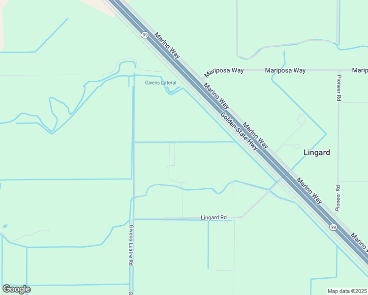 map of restaurants, bars, coffee shops, grocery stores, and more near 4210 Lingard Road in Merced
