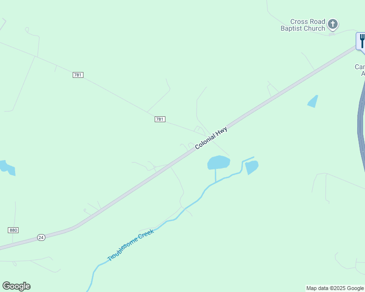 map of restaurants, bars, coffee shops, grocery stores, and more near 5440 Colonial Highway in Evington