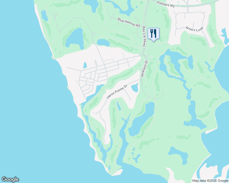 map of restaurants, bars, coffee shops, grocery stores, and more near 121 Heron Pointe Drive in Cape Charles