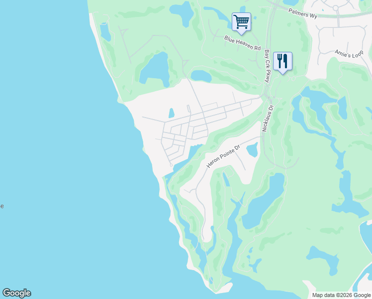 map of restaurants, bars, coffee shops, grocery stores, and more near 509 Brass Ring Avenue in Cape Charles