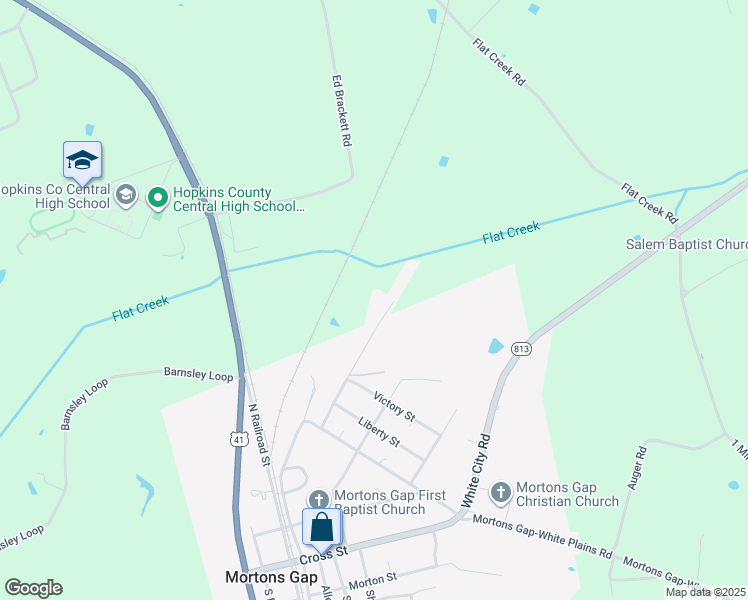 map of restaurants, bars, coffee shops, grocery stores, and more near 132 Flat Creek Street in Madisonville