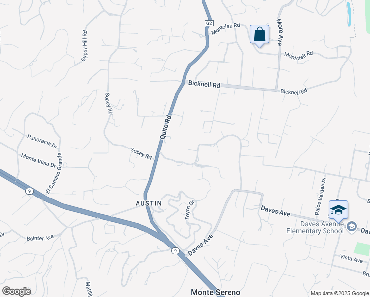map of restaurants, bars, coffee shops, grocery stores, and more near 18459 Twin Creeks Road in Monte Sereno