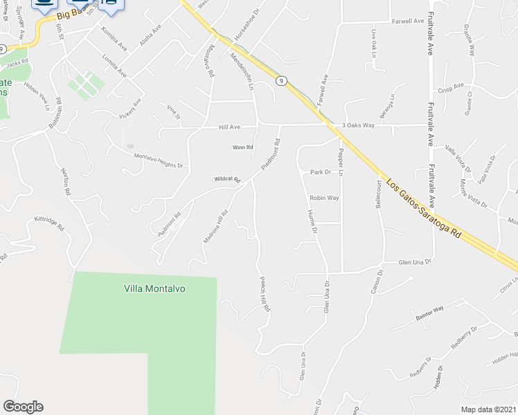 map of restaurants, bars, coffee shops, grocery stores, and more near 15288 Peach Hill Road in Saratoga