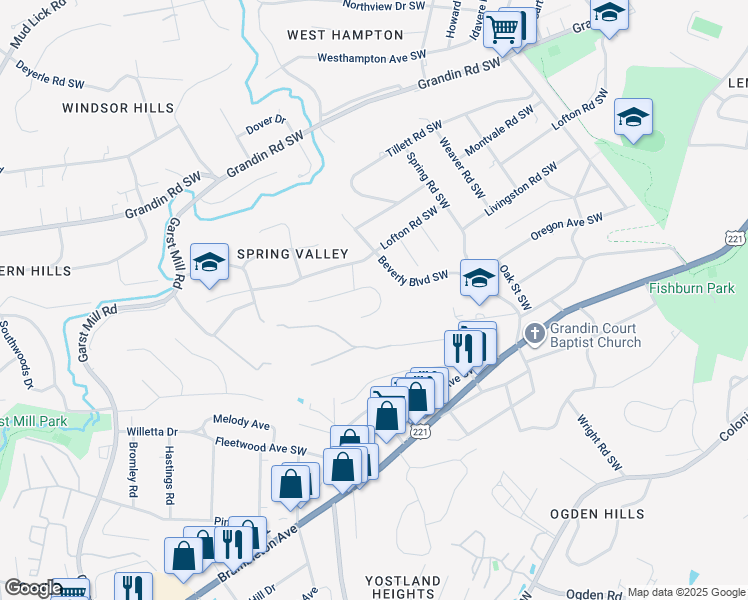 map of restaurants, bars, coffee shops, grocery stores, and more near 2932 Tamarack Trail in Cave Spring