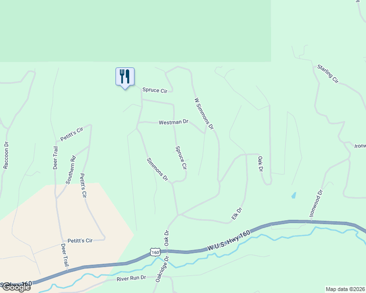 map of restaurants, bars, coffee shops, grocery stores, and more near 423-477 Spruce Circle in Pagosa Springs