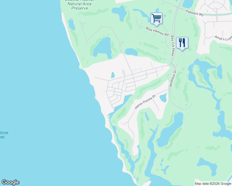 map of restaurants, bars, coffee shops, grocery stores, and more near 509 Brass Ring Avenue in Cape Charles