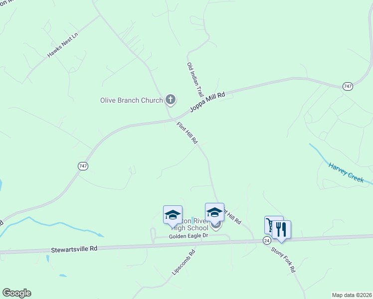 map of restaurants, bars, coffee shops, grocery stores, and more near 1115 Penn Forest Ln in Moneta