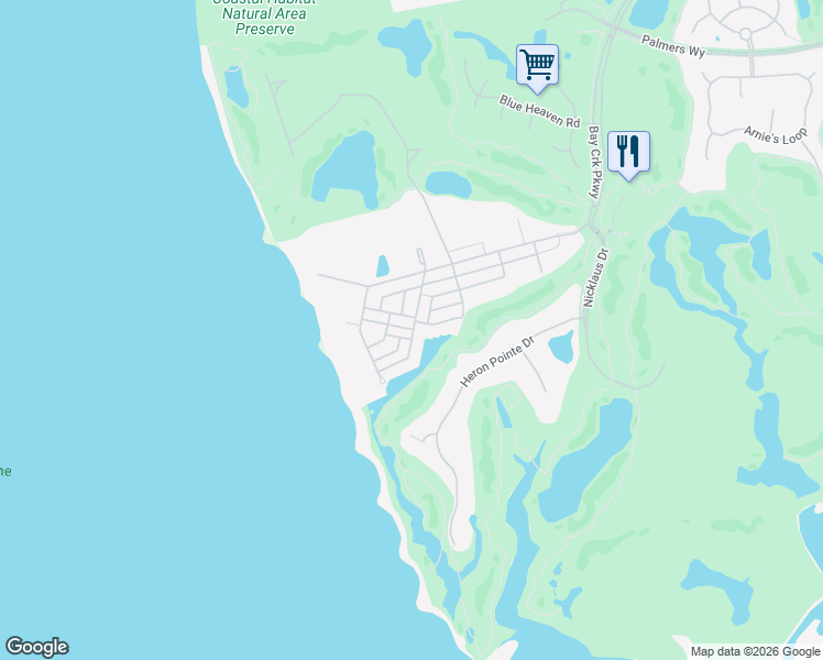 map of restaurants, bars, coffee shops, grocery stores, and more near 509 Brass Ring Avenue in Cape Charles