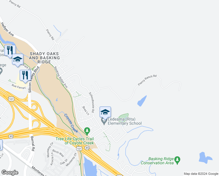 map of restaurants, bars, coffee shops, grocery stores, and more near 862 Promenade Court in San Jose