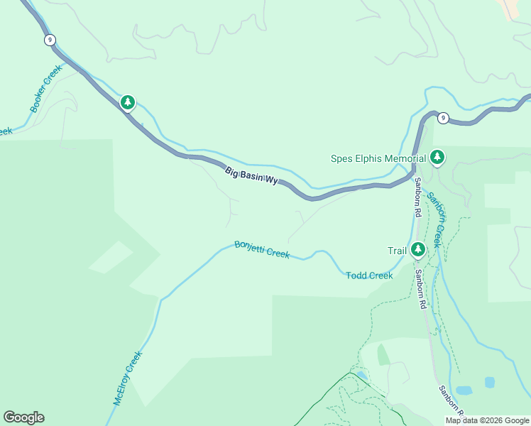 map of restaurants, bars, coffee shops, grocery stores, and more near 23286 Big Basin Way in Saratoga