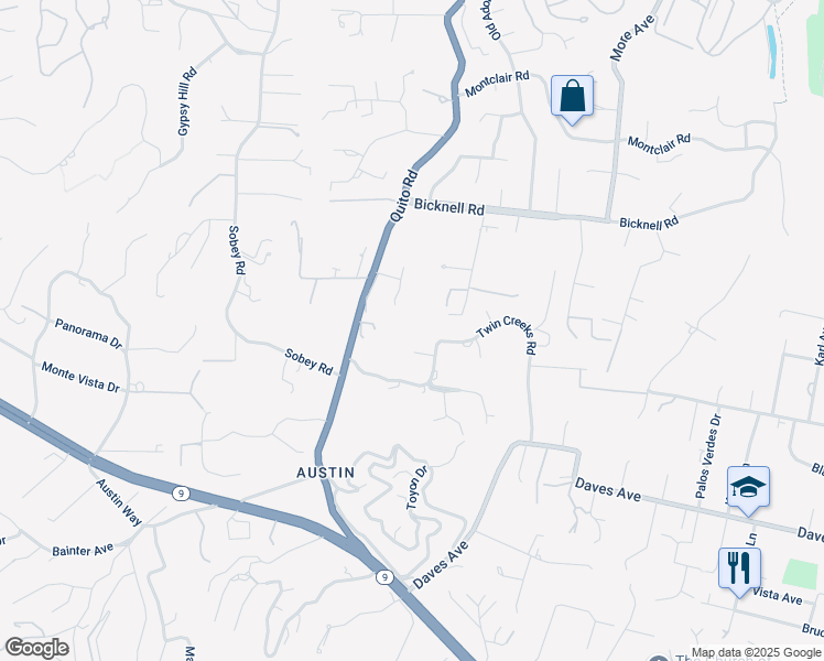 map of restaurants, bars, coffee shops, grocery stores, and more near 15292 Stratford Court in Monte Sereno