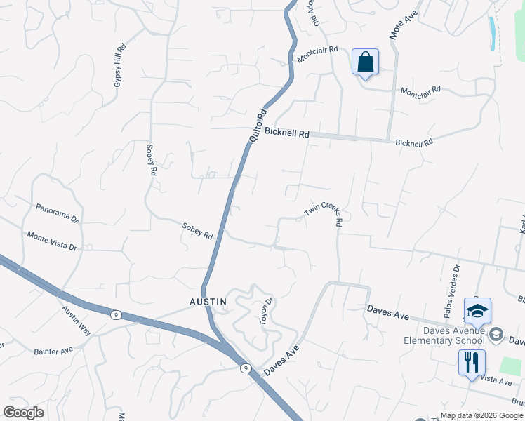 map of restaurants, bars, coffee shops, grocery stores, and more near 15292 Stratford Court in Monte Sereno