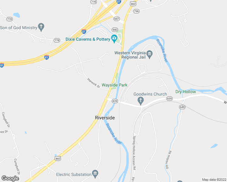 map of restaurants, bars, coffee shops, grocery stores, and more near 5898 West Main Street in Salem