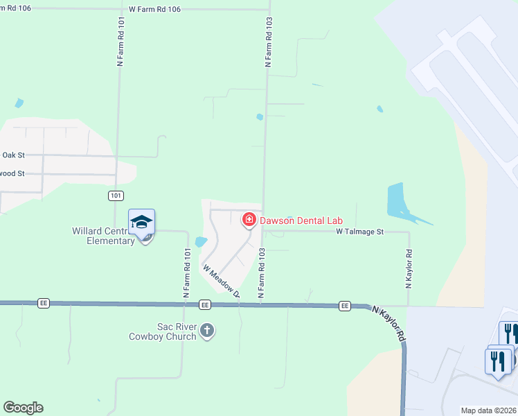 map of restaurants, bars, coffee shops, grocery stores, and more near 2628 North Honeysuckle Way in Springfield