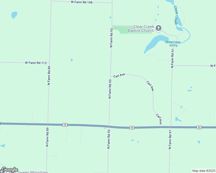 map of restaurants, bars, coffee shops, grocery stores, and more near 2657 North Farm Road 93 in Springfield