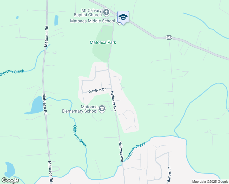 map of restaurants, bars, coffee shops, grocery stores, and more near 20205 Halloway Avenue in Petersburg