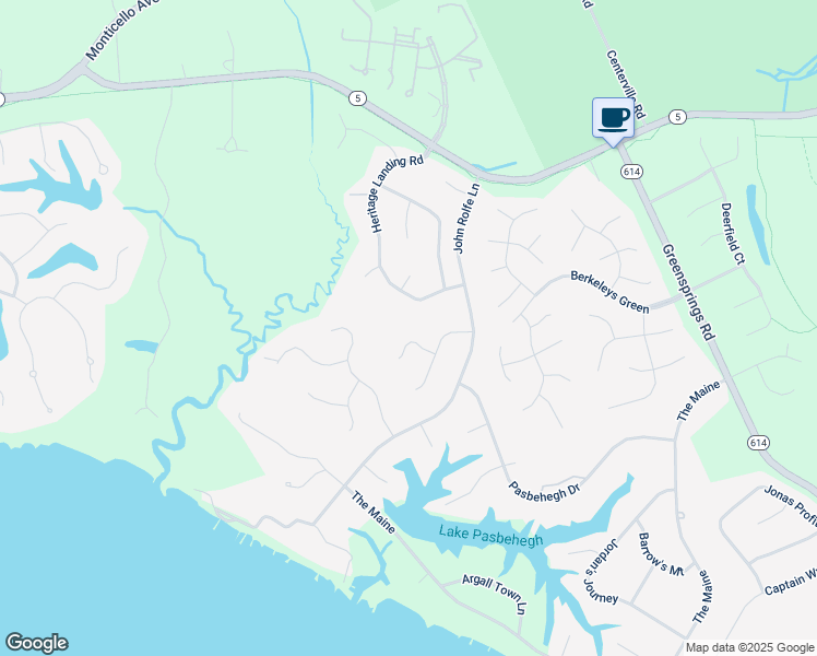 map of restaurants, bars, coffee shops, grocery stores, and more near 104 Loxley Lane in Williamsburg