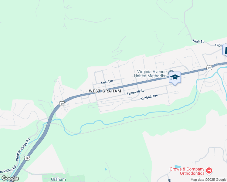 map of restaurants, bars, coffee shops, grocery stores, and more near 2030 Virginia Avenue in Bluefield