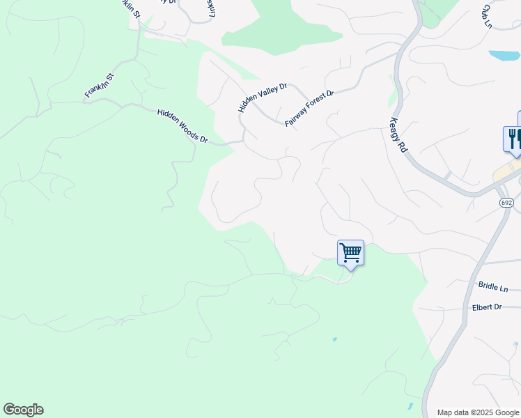 map of restaurants, bars, coffee shops, grocery stores, and more near 6508 Fairway View Trail in Roanoke