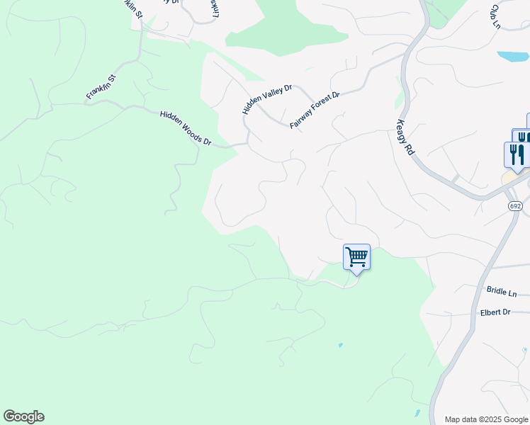 map of restaurants, bars, coffee shops, grocery stores, and more near 6508 Fairway View Trail in Roanoke