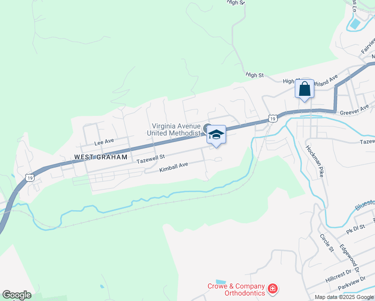 map of restaurants, bars, coffee shops, grocery stores, and more near 1908-1934 Tazewell Street in Bluefield