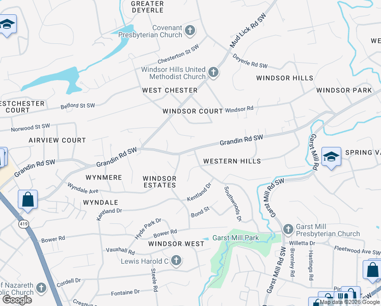 map of restaurants, bars, coffee shops, grocery stores, and more near 2403 Willowlawn Street in Cave Spring