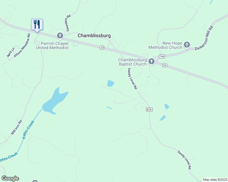 map of restaurants, bars, coffee shops, grocery stores, and more near 1054 Woodstove Lane in Goodview