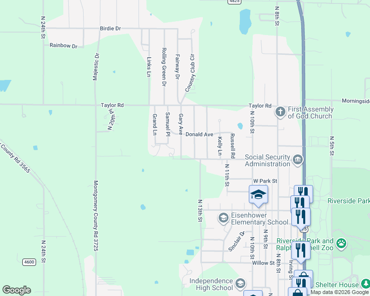 map of restaurants, bars, coffee shops, grocery stores, and more near 992 Mulberry Street in Independence