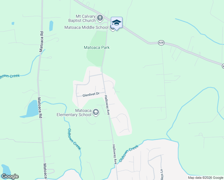 map of restaurants, bars, coffee shops, grocery stores, and more near 6025 Springbank Road in Petersburg