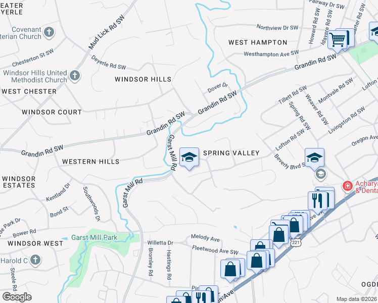 map of restaurants, bars, coffee shops, grocery stores, and more near 3334 One Oak Road in Cave Spring