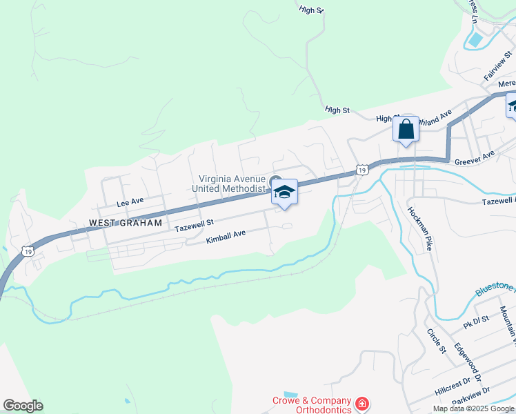 map of restaurants, bars, coffee shops, grocery stores, and more near 1912 Tazewell Avenue in Bluefield