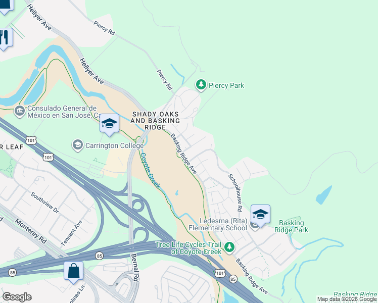 map of restaurants, bars, coffee shops, grocery stores, and more near 706 Sirica Way in San Jose