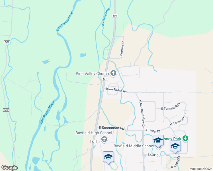 map of restaurants, bars, coffee shops, grocery stores, and more near 1705 North Taylor Circle in Bayfield