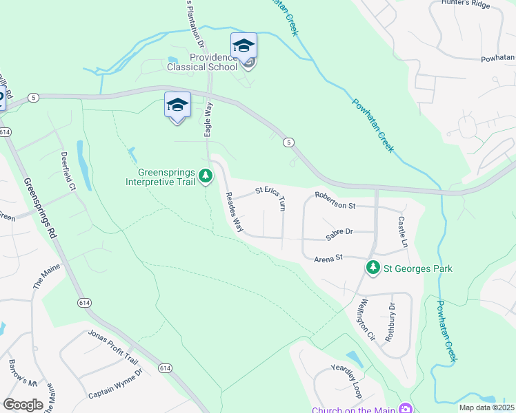 map of restaurants, bars, coffee shops, grocery stores, and more near 3927 Matthew Circle in Williamsburg