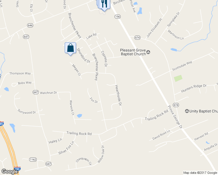 map of restaurants, bars, coffee shops, grocery stores, and more near 6917 Ash Court in Prince George