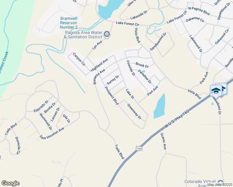 map of restaurants, bars, coffee shops, grocery stores, and more near Harmony Drive in Archuleta County