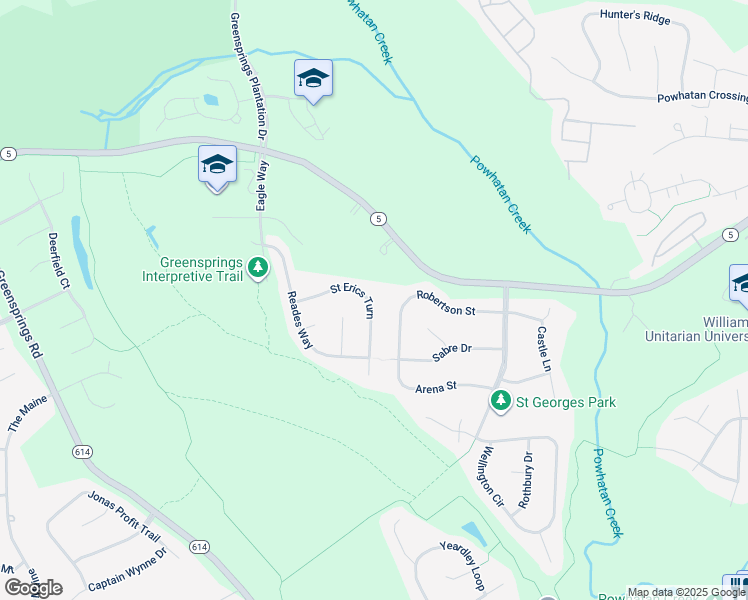 map of restaurants, bars, coffee shops, grocery stores, and more near 3951 Saint Erics Turn in Williamsburg