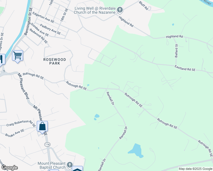 map of restaurants, bars, coffee shops, grocery stores, and more near 2372 Rutrough Road Southeast in Roanoke