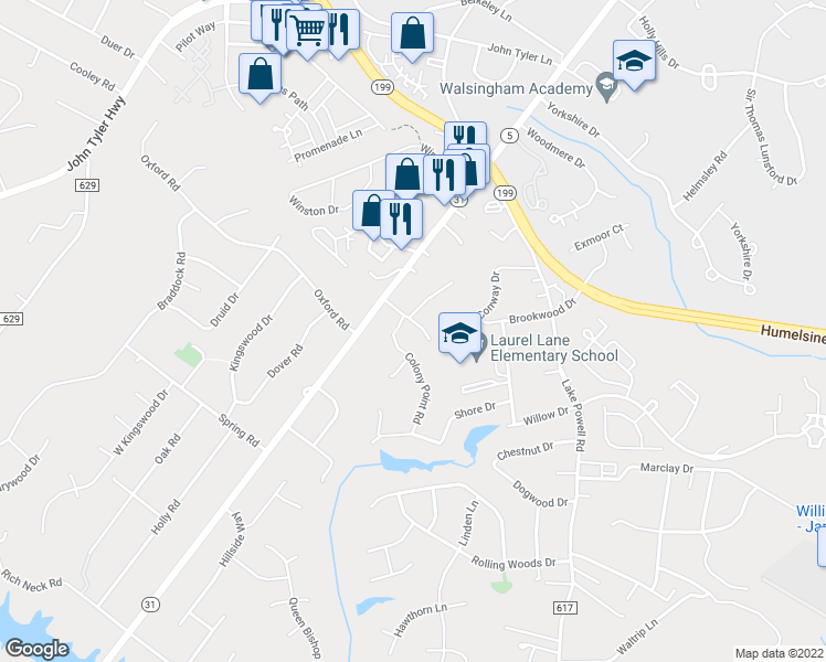 map of restaurants, bars, coffee shops, grocery stores, and more near 62 James Square in Williamsburg