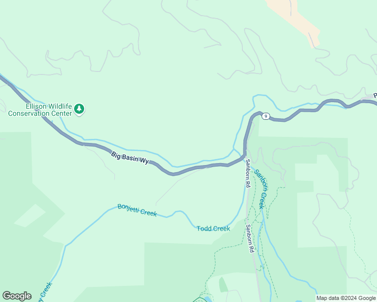 map of restaurants, bars, coffee shops, grocery stores, and more near 22801 Big Basin Way in Saratoga