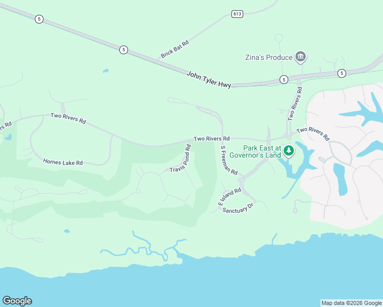 map of restaurants, bars, coffee shops, grocery stores, and more near 3001 Travis Pond Road in Williamsburg