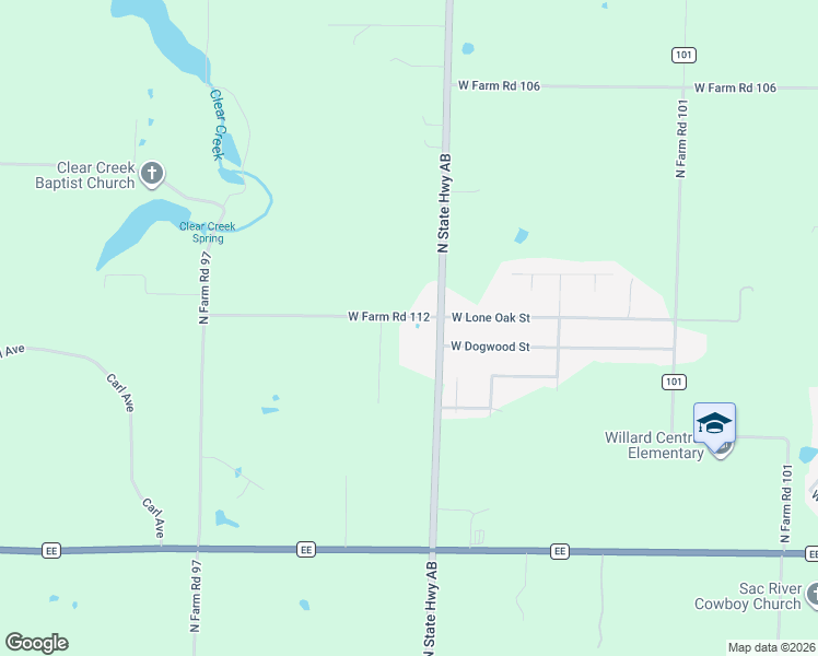 map of restaurants, bars, coffee shops, grocery stores, and more near 7134 West Farm Road 112 in Springfield