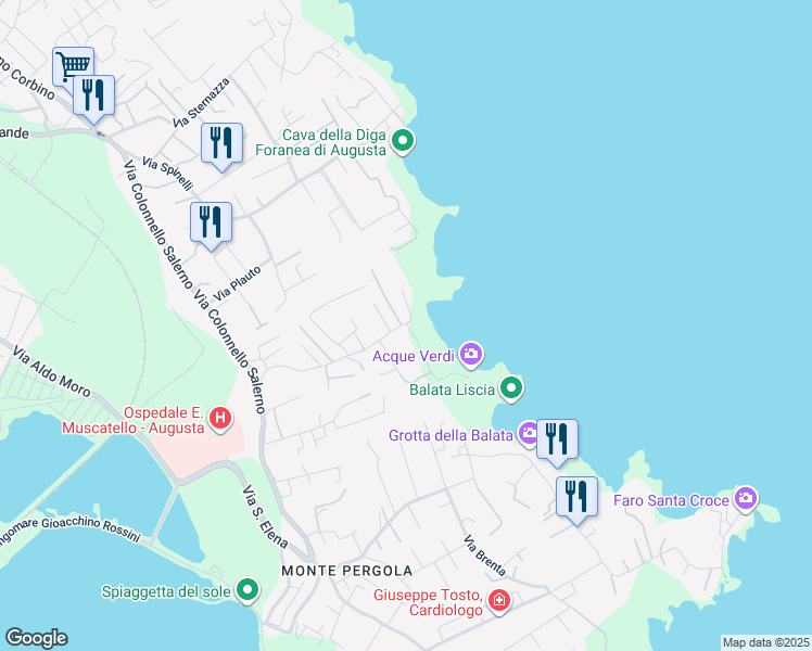 map of restaurants, bars, coffee shops, grocery stores, and more near 35 Via Serpaolo in Augusta