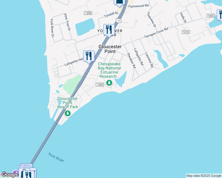 map of restaurants, bars, coffee shops, grocery stores, and more near in Gloucester Point