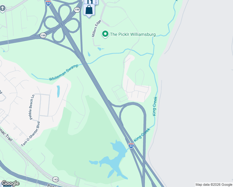 map of restaurants, bars, coffee shops, grocery stores, and more near 1200 Marquis Parkway in Williamsburg
